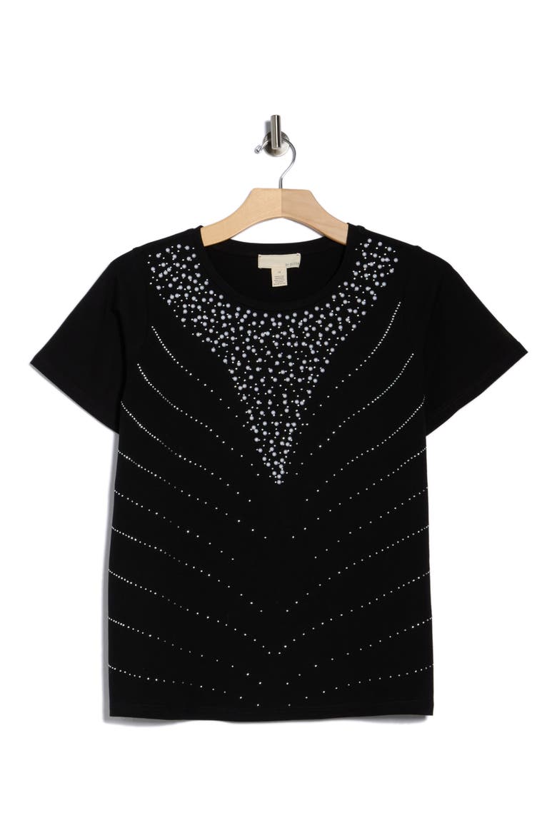 Odelia Embellished T-Shirt, Alternate, color, BLACK