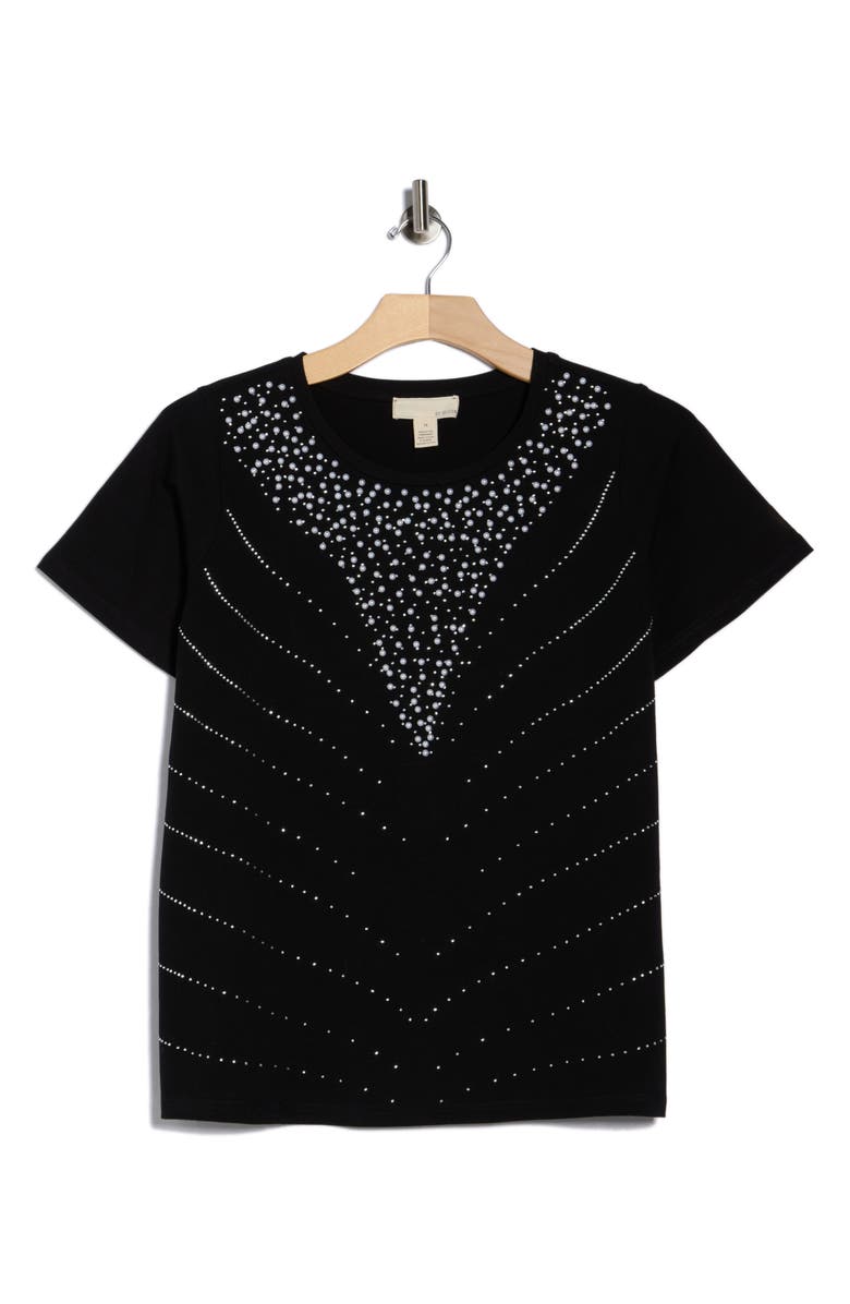 BY DESIGN Odelia Embellished T-Shirt, Main, color, Black