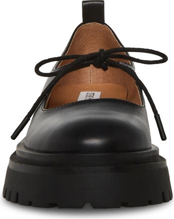 セール！【STEVE MADDEN】Landon Mary Jane フラットシューズ Steve Madden - Landon Platform Mary Jane in Black Leather