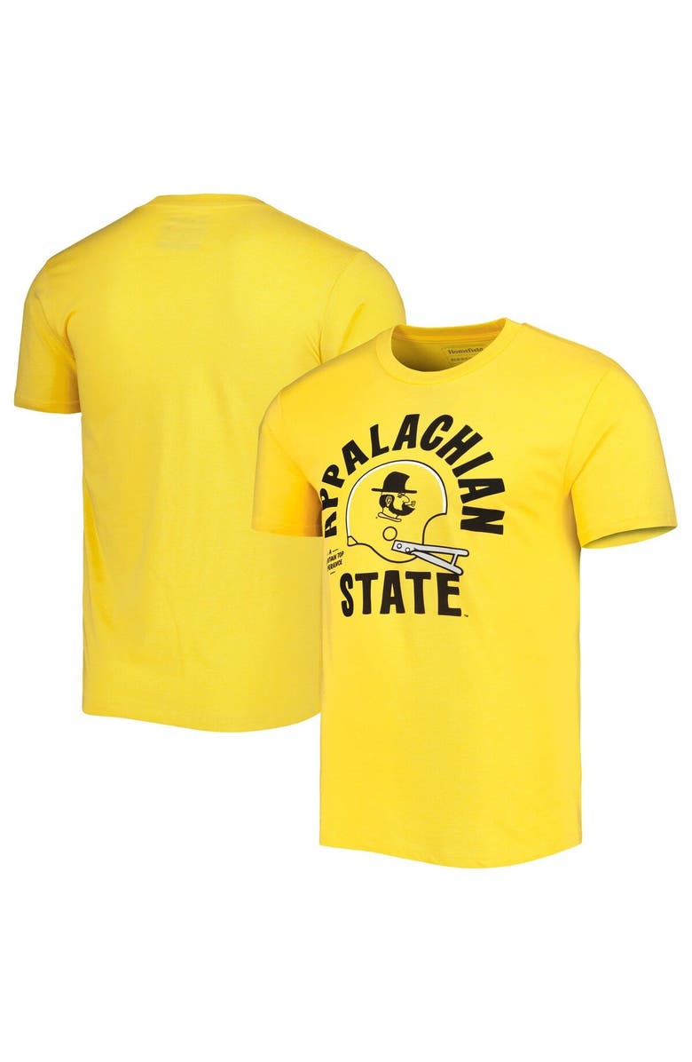 HOMEFIELD Men's Homefield Gold Appalachian State Mountaineers Victory Yosef Vintage Football Helmet T-Shirt, Main, color, 