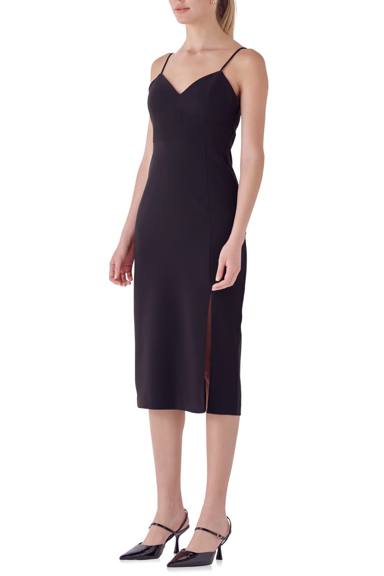 Strappy Midi Sheath Dress, Alternate, color, BLACK