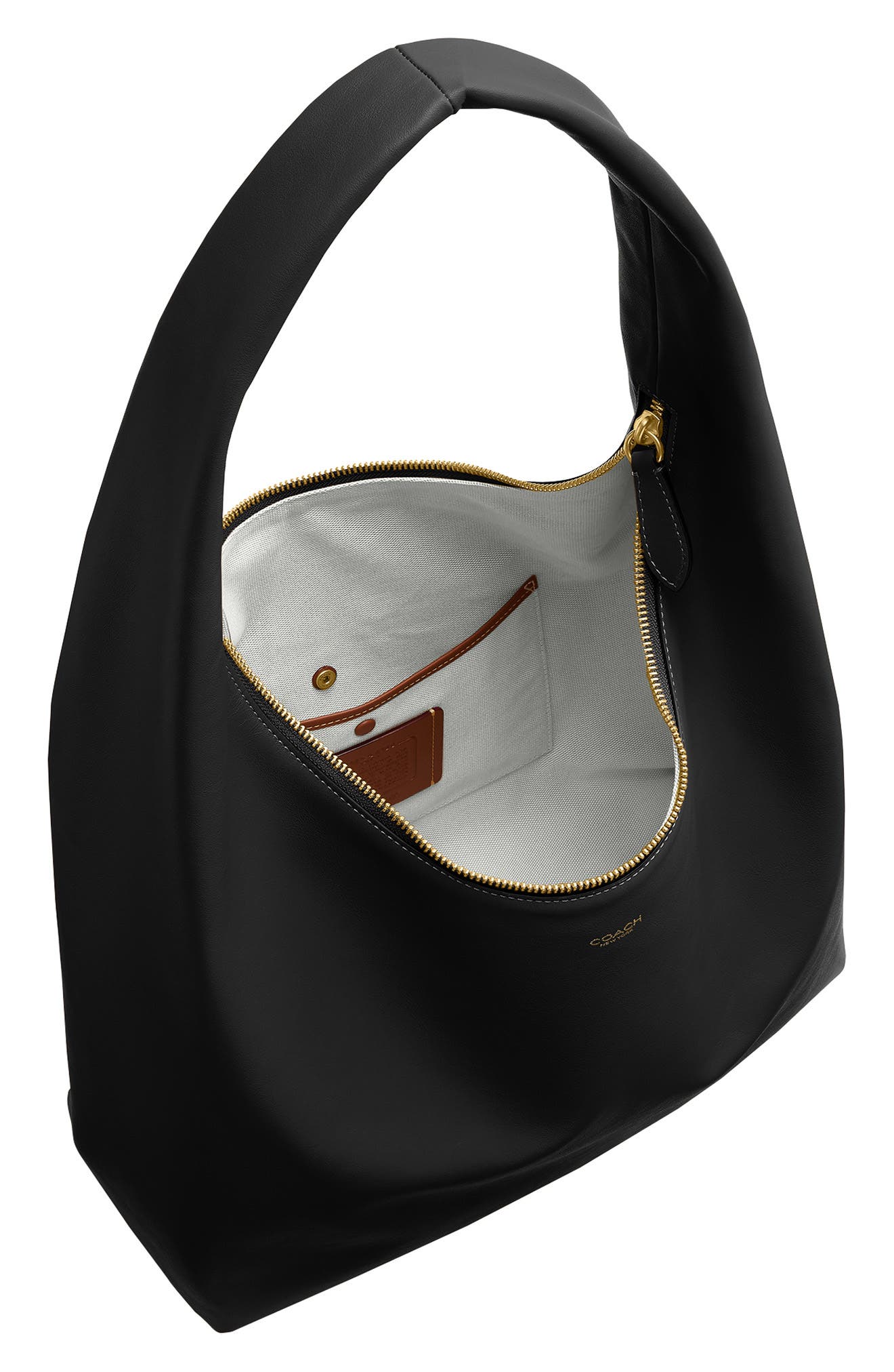 Pillow Brooklyn 34 Leather Shoulder Bag, Alternate, color, BLACK