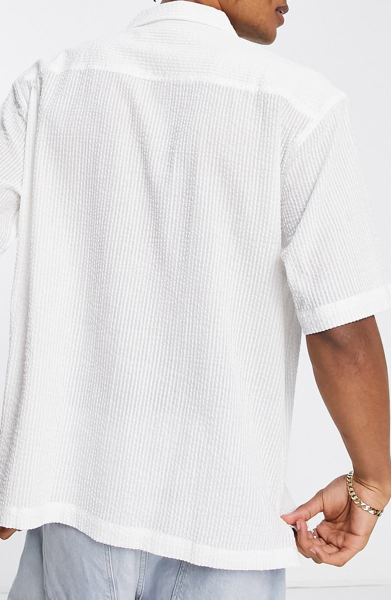 Topman Seersucker Short Sleeve Button-Up Shirt, Alternate, color,