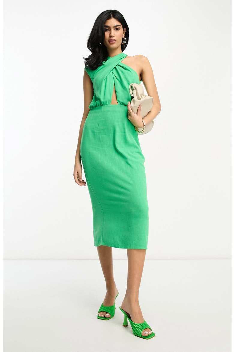 Halter Neck Dress, Main, color, MEDIUM GREEN