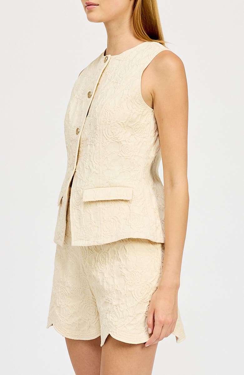 En Saison Alice Textured Cotton Button-Up Vest, Alternate, color, 