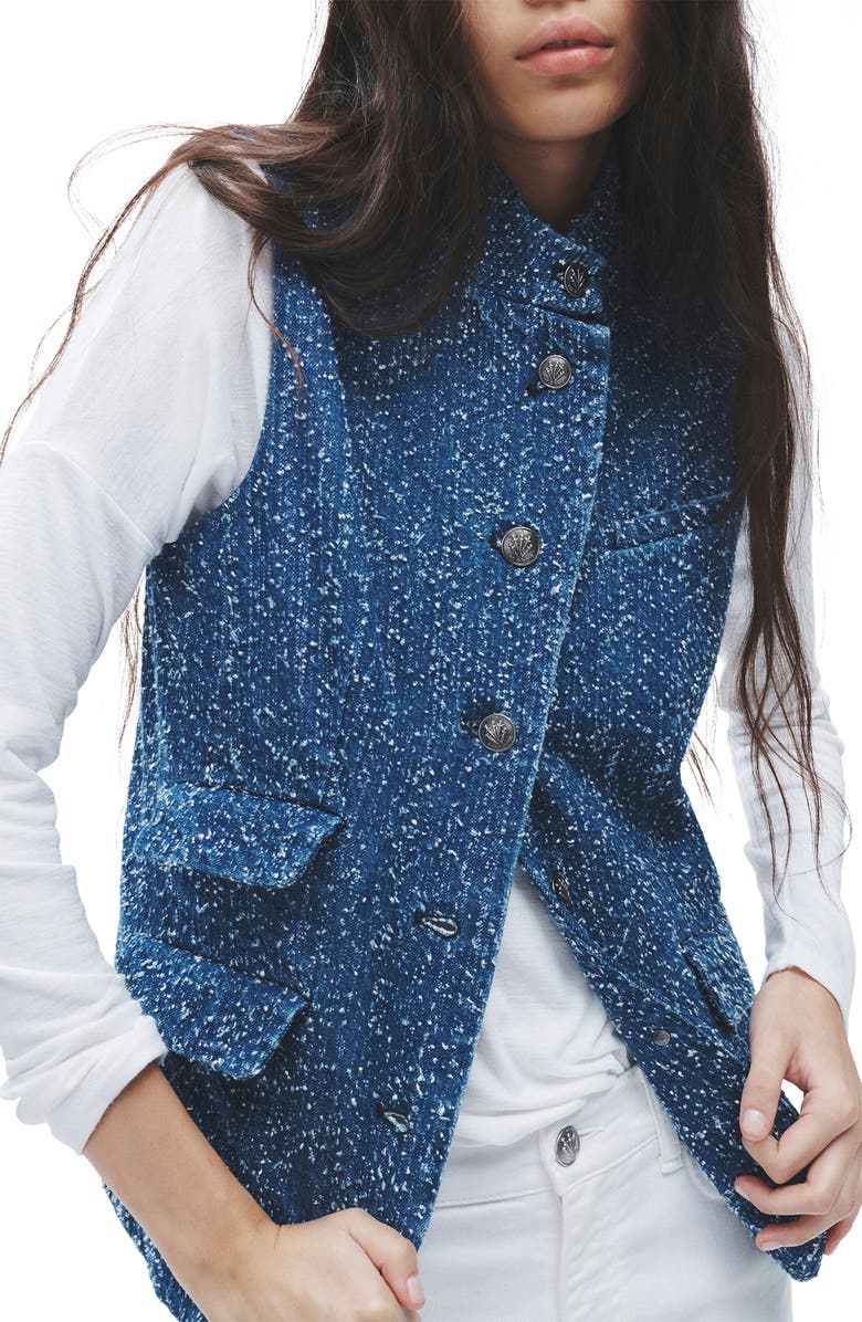 rag & bone Slade Textured Denim Vest, Alternate, color, Midtweed