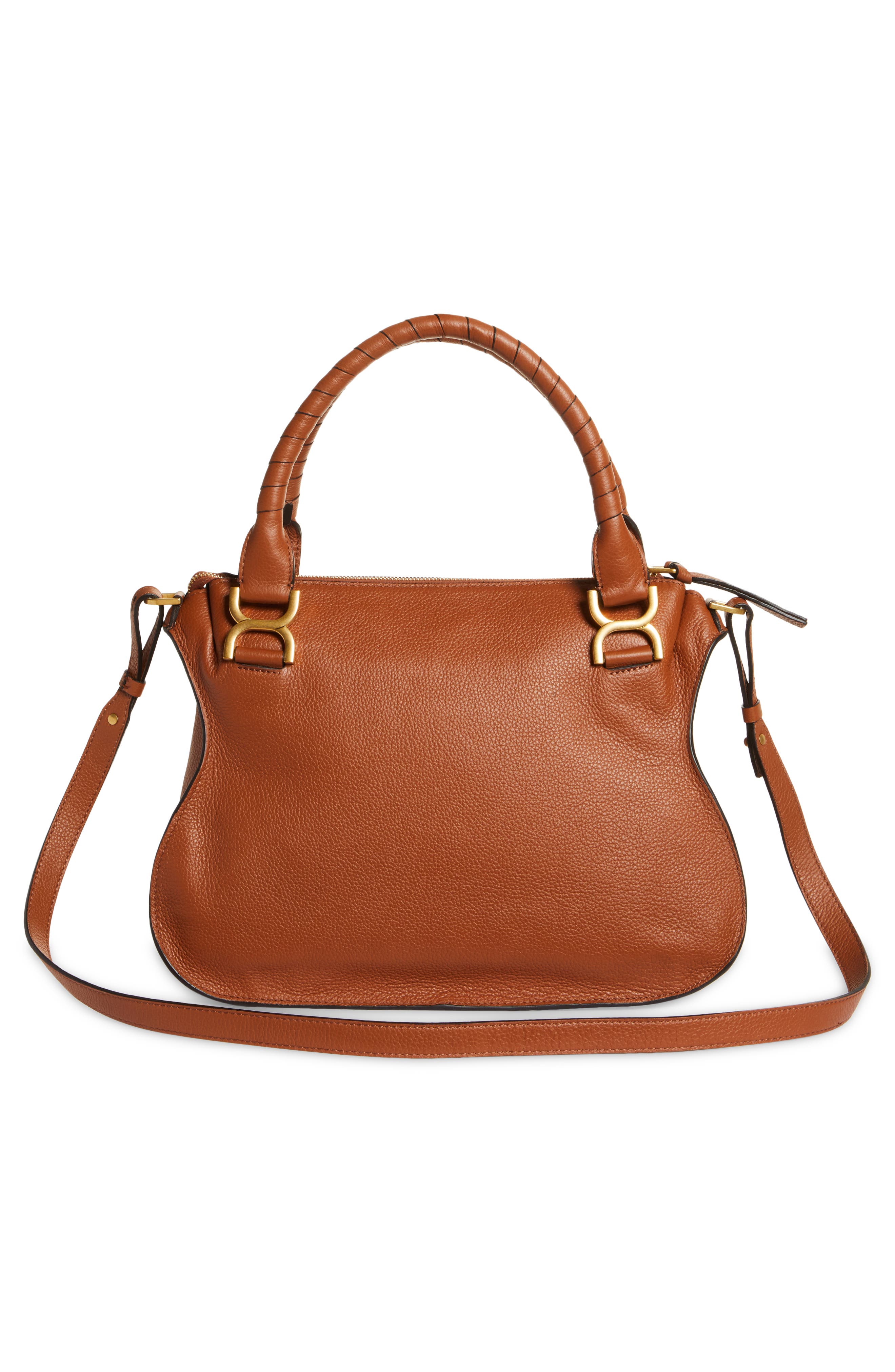 Chloé Medium Marcie Leather Satchel, Alternate, color, Tan