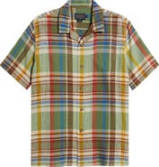 Pendleton Plaid Linen Blend Camp Shirt
