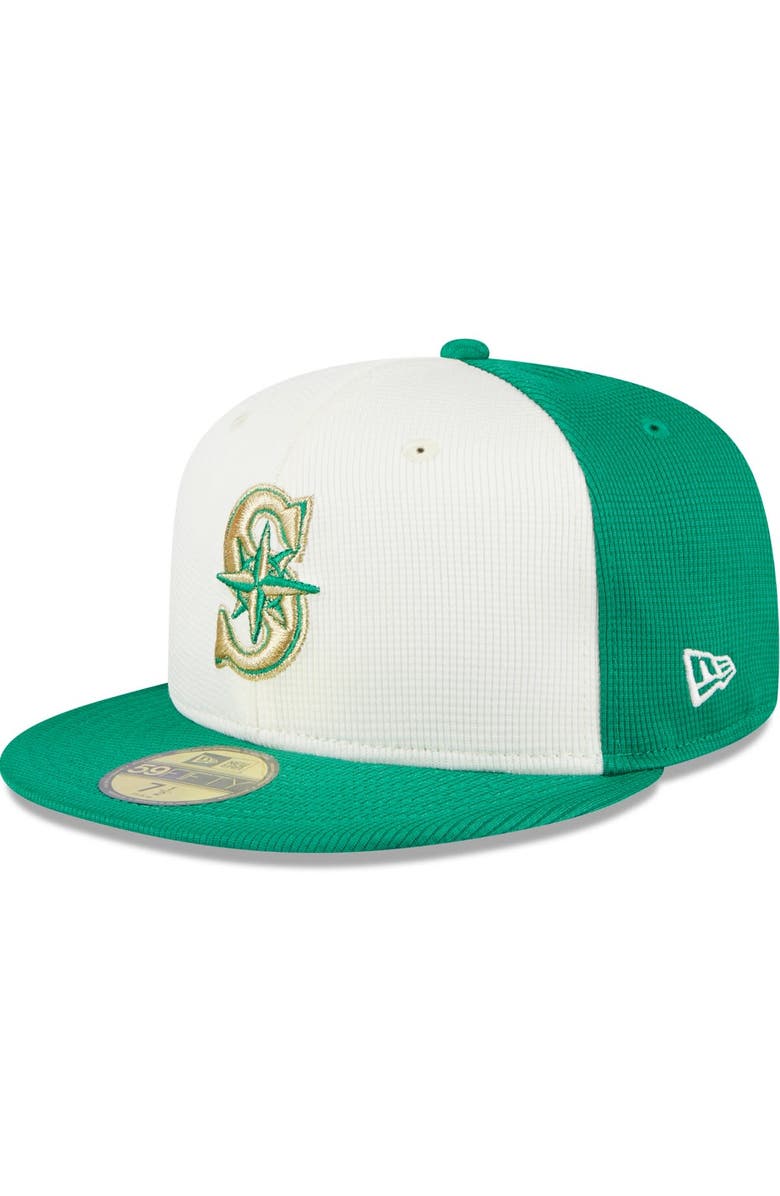 New Era Men's New Era White/Green Seattle Mariners 2024 St. Patrick's Day 59FIFTY Fitted Hat, Main, color, 