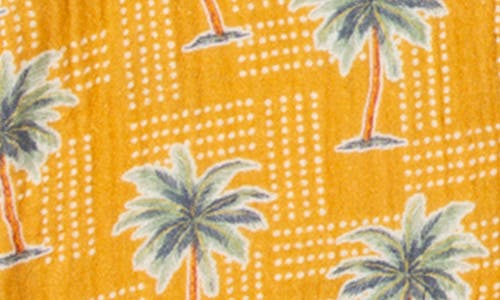 Miki Miette Kids' Jerry Palm Tree Print Short Sleeve Cotton Button-up Shirt In Trader Sam