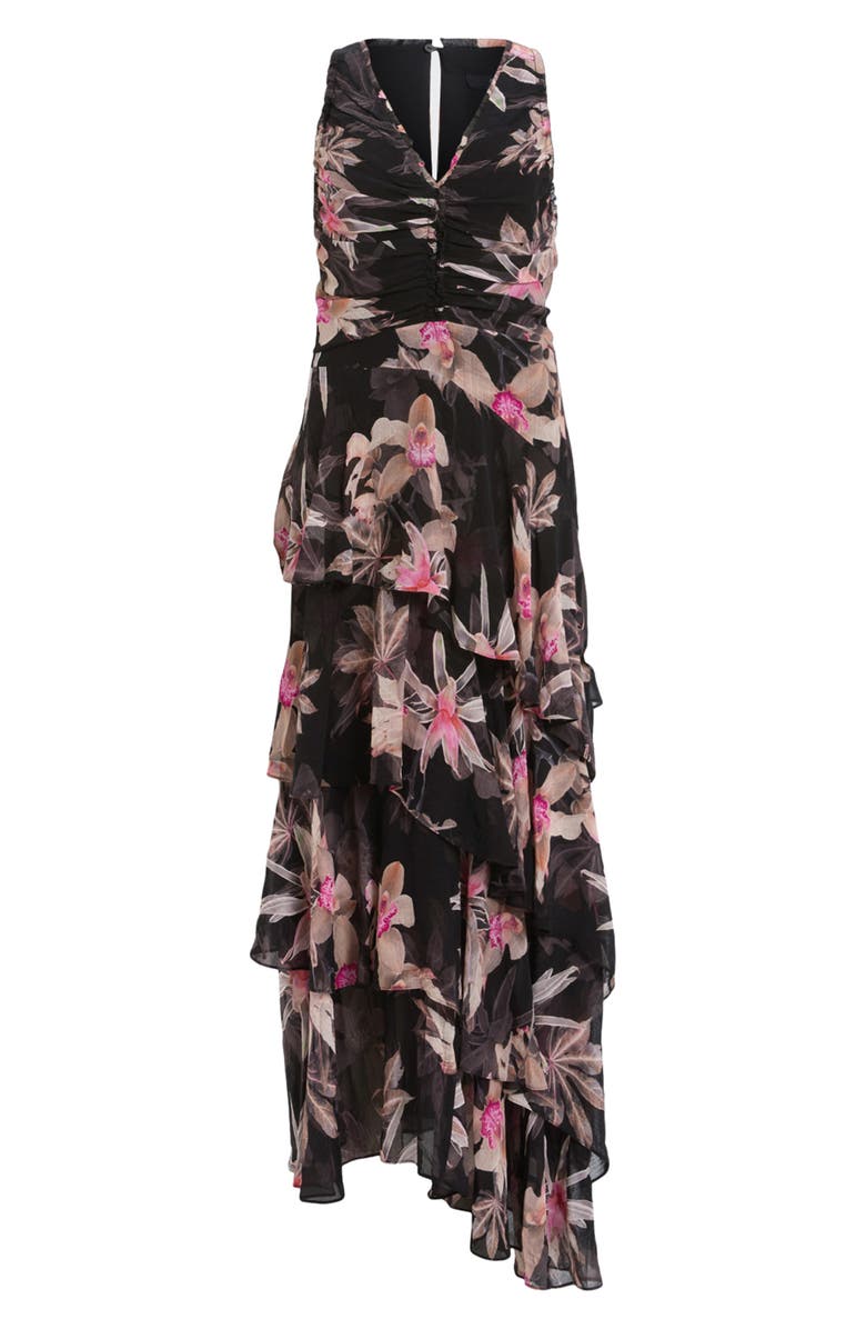 AllSaints Cali Floral Ruffle Tiered Cocktail Dress, Alternate, color,