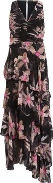 AllSaints Cali Floral Ruffle Tiered Cocktail Dress