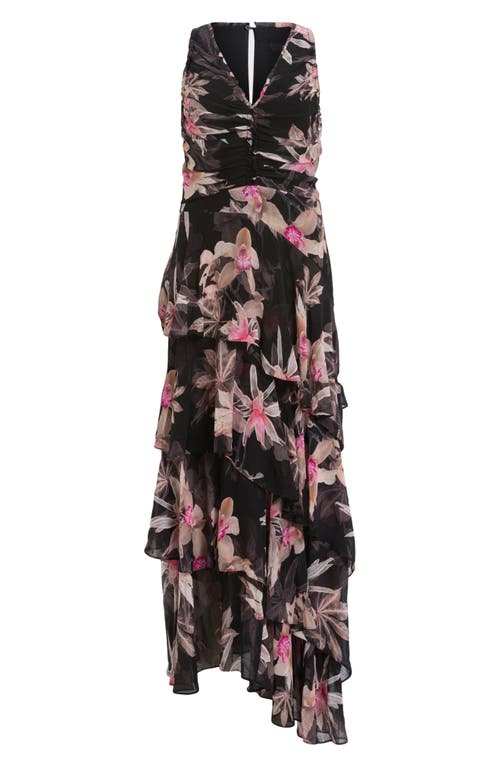 ALLSAINTS ALLSAINTS CALI FLORAL RUFFLE TIERED COCKTAIL DRESS