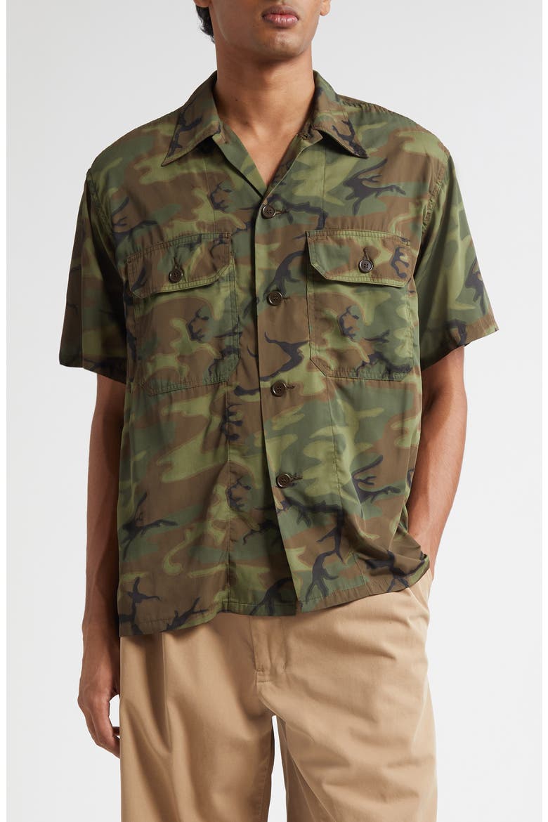 Mesh Camo Jacquard Camp Shirt, Main, color, CAMO ERDL CAMO
