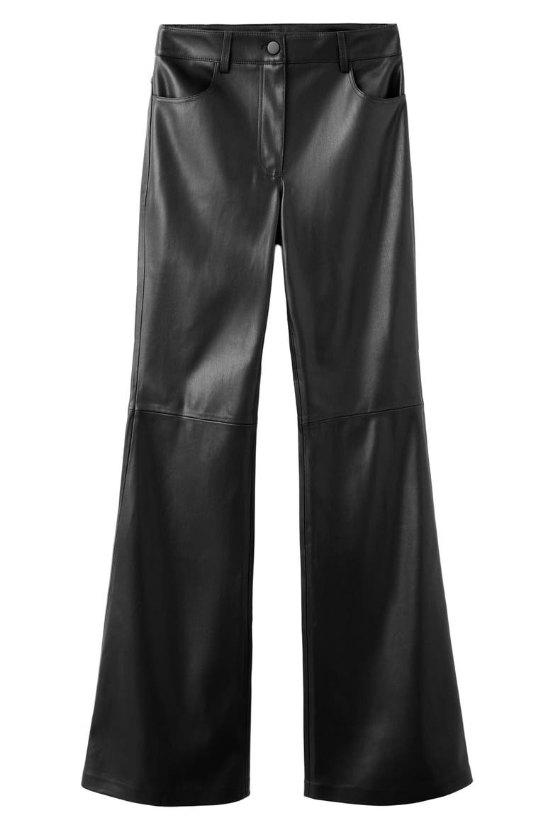 Faux Leather Flare Pants, Main, color, BLACK