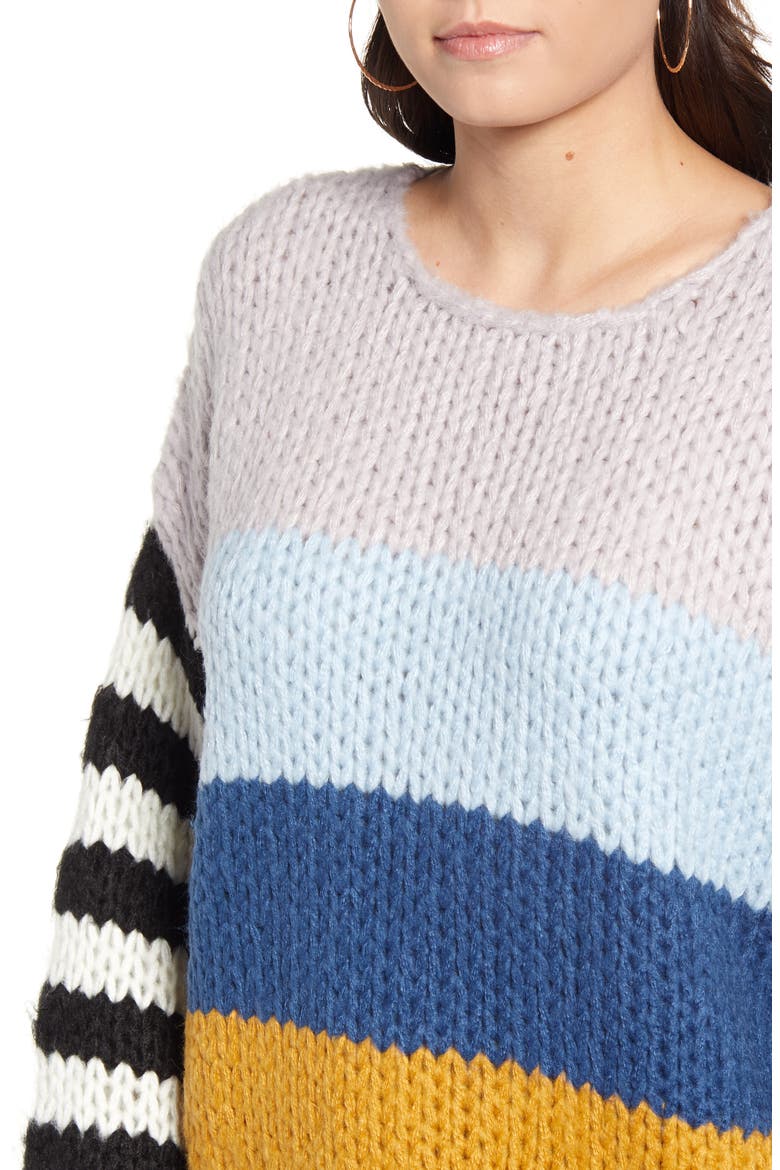 Stripe Oversize Sweater, Alternate, color, MIXED SIGNALS