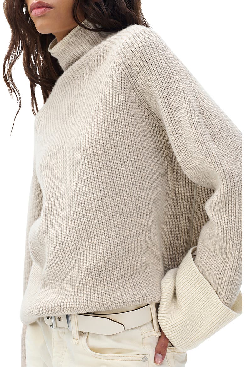 Ilaria Contrast Turtleneck Wool Sweater, Alternate, color, OAT