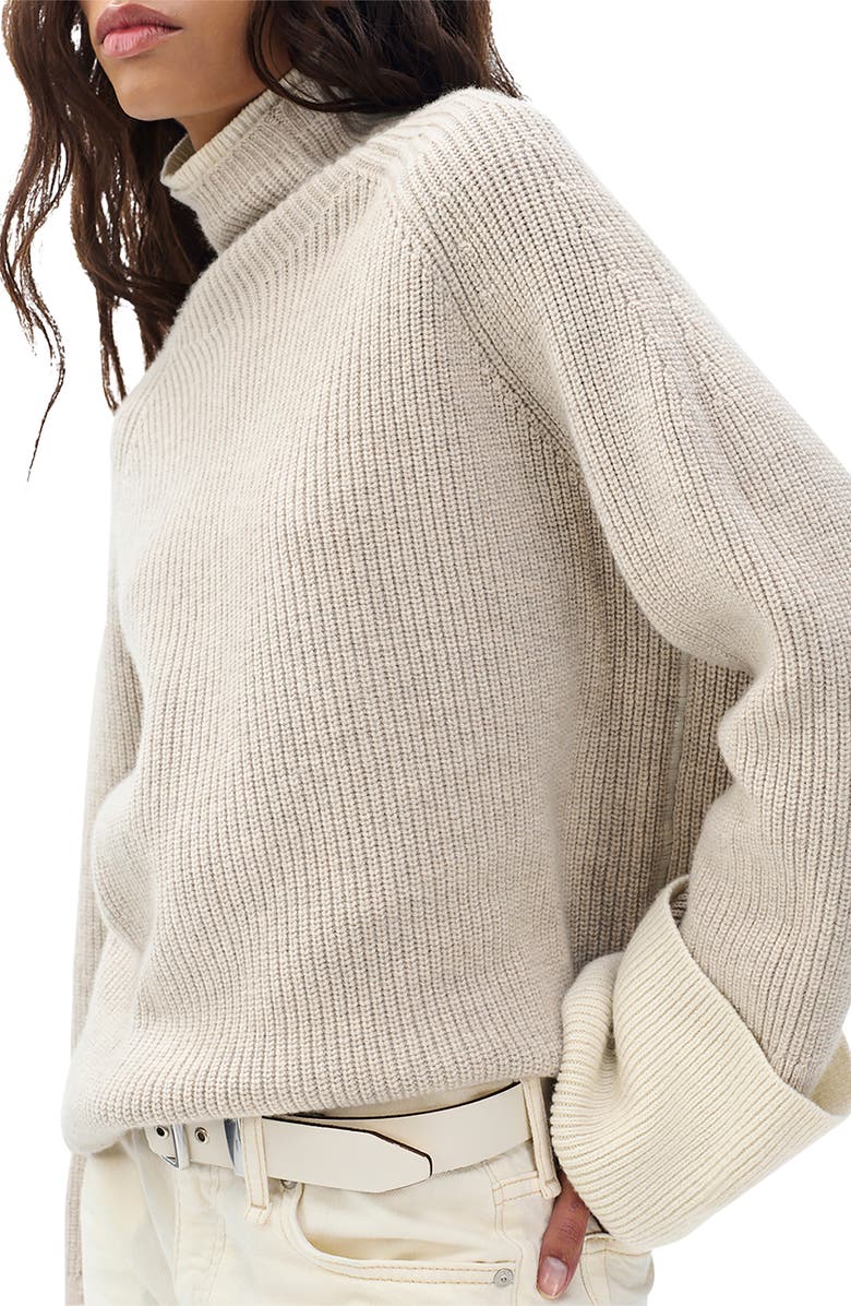 rag & bone Ilaria Contrast Turtleneck Wool Sweater, Alternate, color, Oat