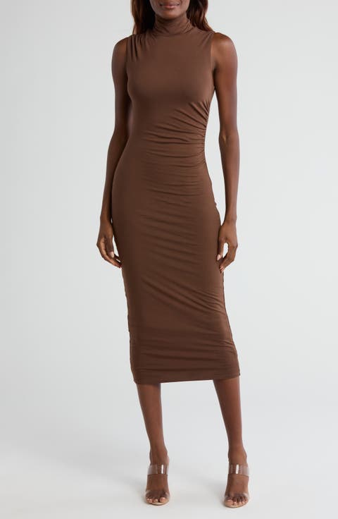 Good Touch Sleeveless Turtleneck Body-Con Midi Dress (Regular & Plus Size)