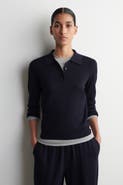 COS Cropped-sleeve Merino Wool Polo Shirt