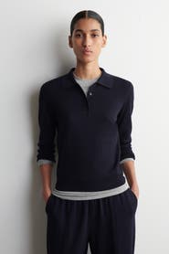 COS Cropped-sleeve Merino Wool Polo Shirt