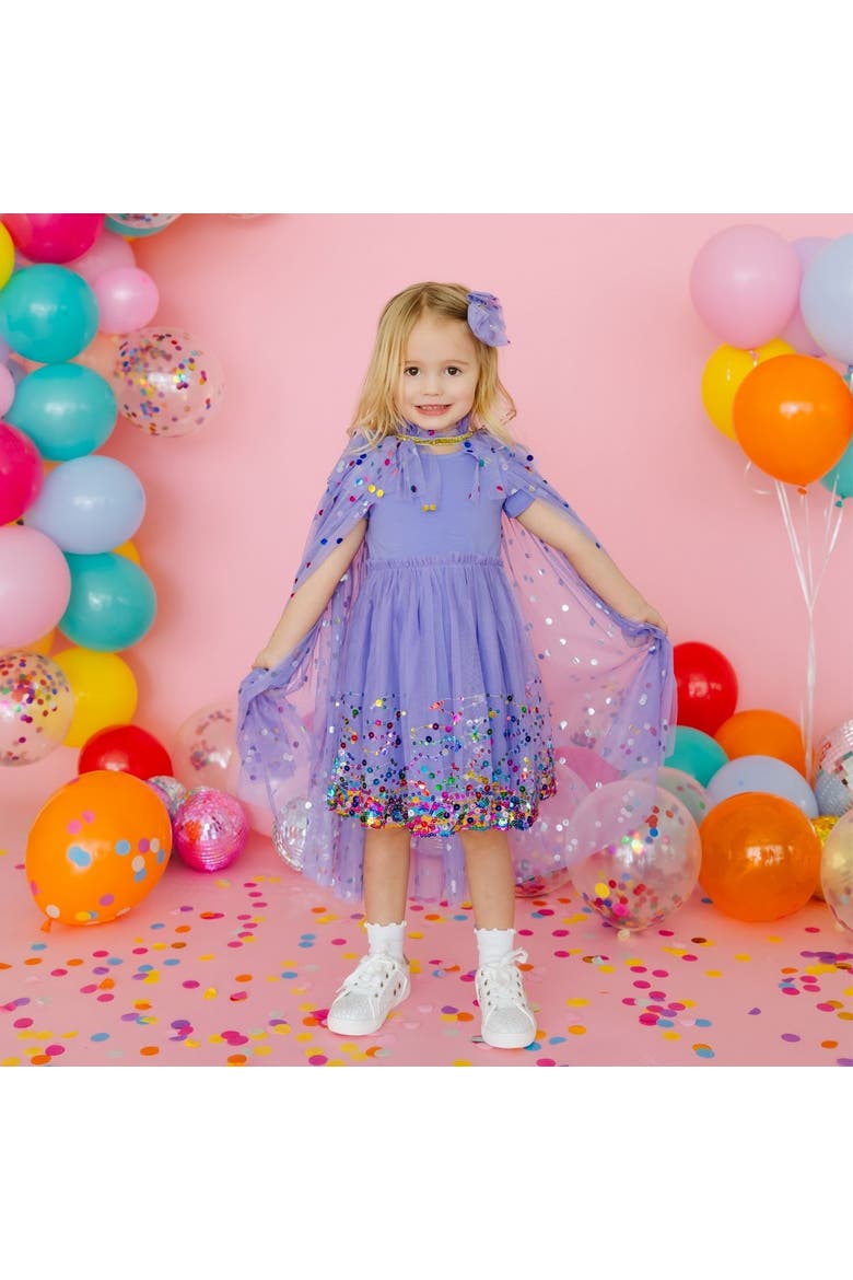 Lavender Confetti Short Sleeve Tutu Dress, Alternate, color, Lavender