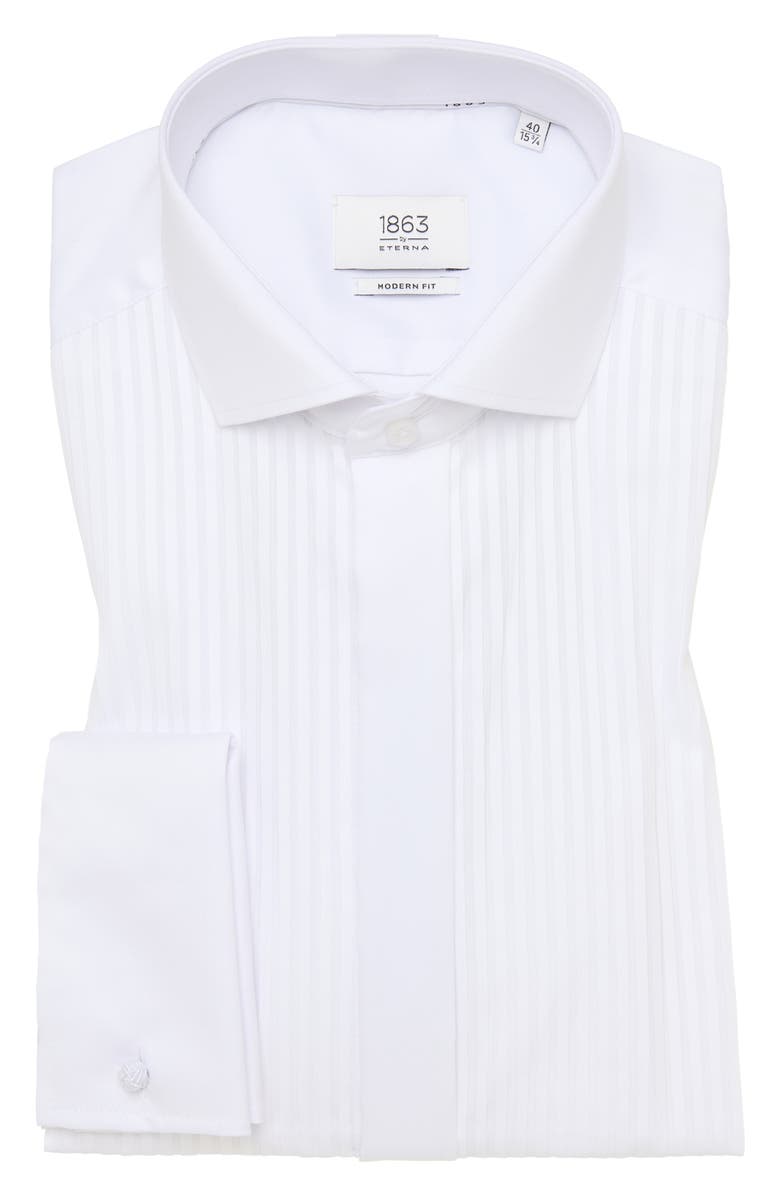 1863 by Eterna Luxury Pleat Front Non-Iron Dress Shirt, Alternate, color, White