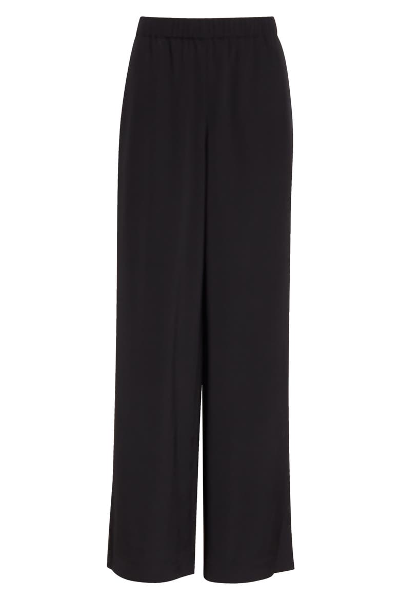 Perry Stretch Silk Crêpe de Chine Pants, Alternate, color, BLACK