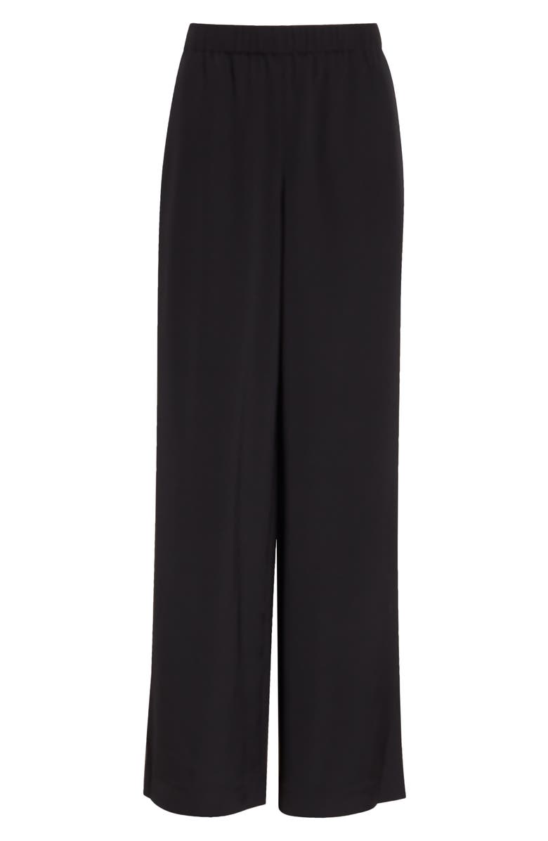 Lafayette 148 New York Perry Stretch Silk Crêpe de Chine Pants, Alternate, color, Black