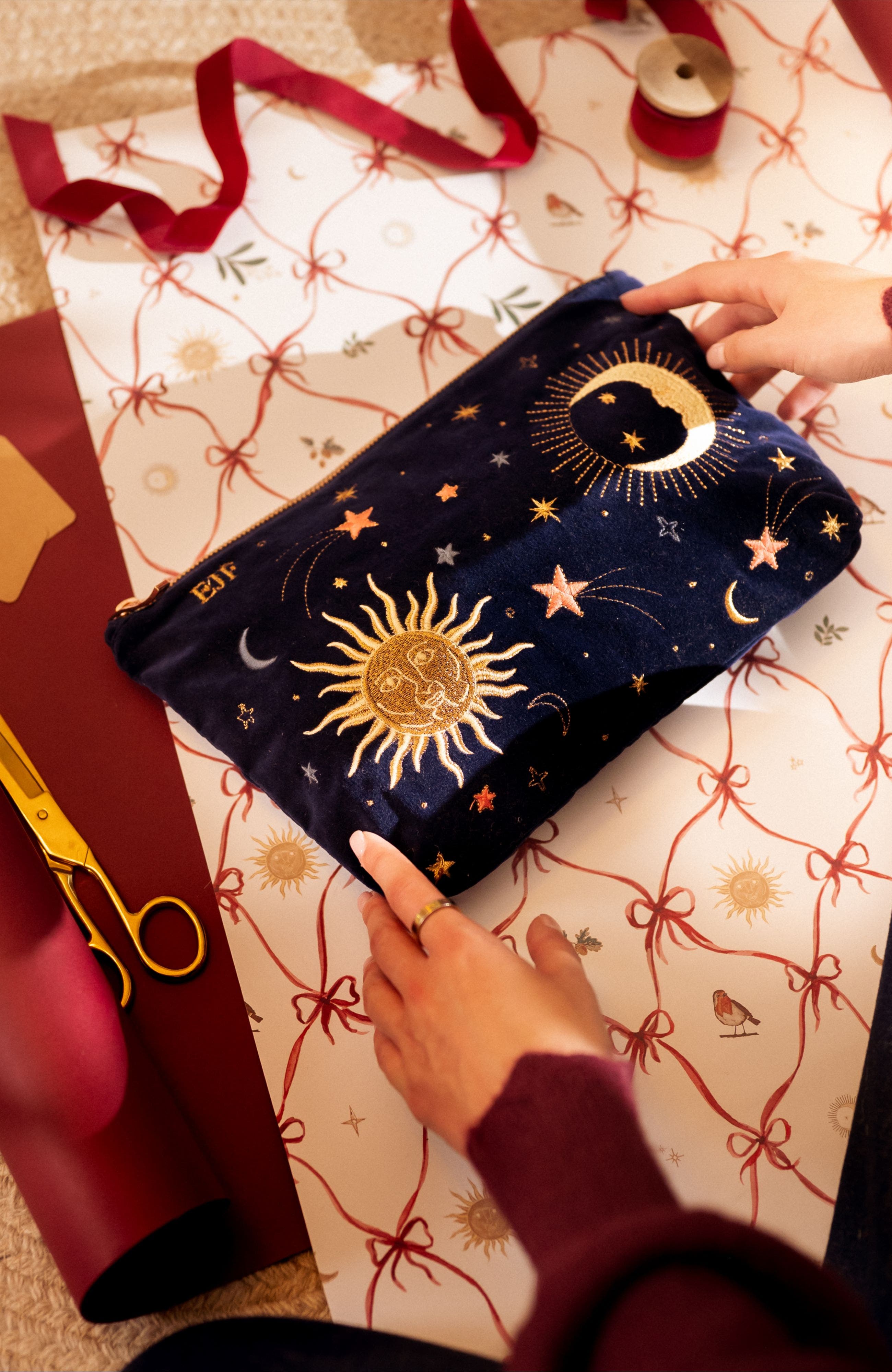 Elizabeth Scarlett Celestial Velvet Everyday Pouch, Alternate, color, 