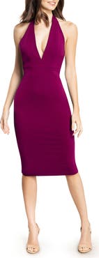 Dress the Population Vanessa Halter Body-Con Midi Dress