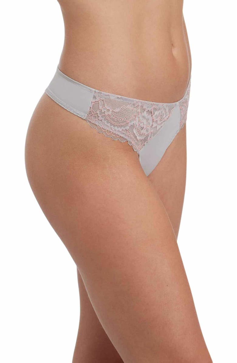 Skarlett Blue Minx Lace Thong, Alternate, color, Pebble/Peach