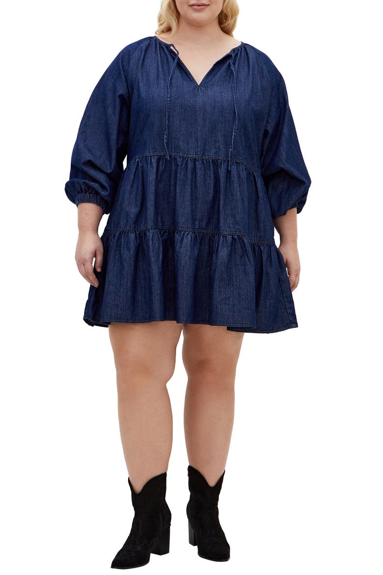 Mina Denim Minidress, Main, color, DENIM DARK