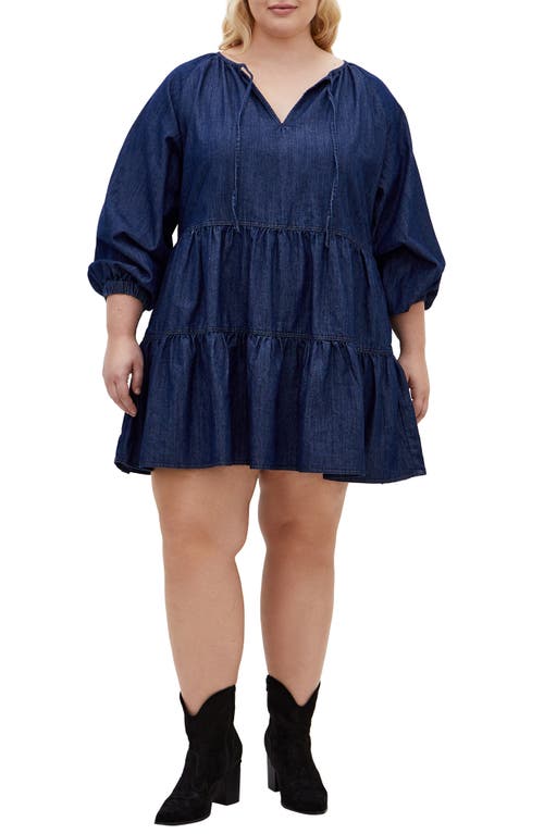City Chic Mina Denim Minidress In Denim Dark