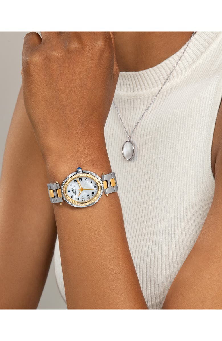 PORSAMO BLEU Women's South Sea Oval Swarovski Crystal Bracelet Watch, 30.75mm, Alternate, color, 