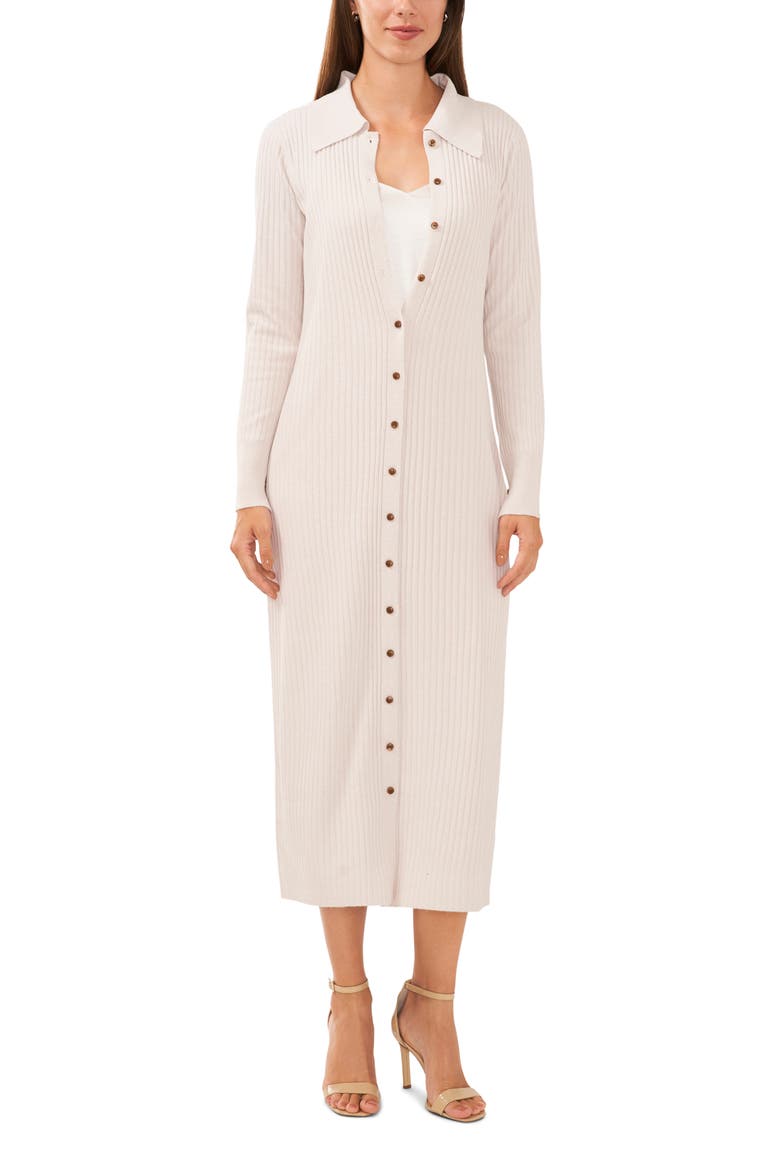 Two-Piece Long Sleeve Cardigan & Slipdress, Alternate, color, ANTIQUE WHITE