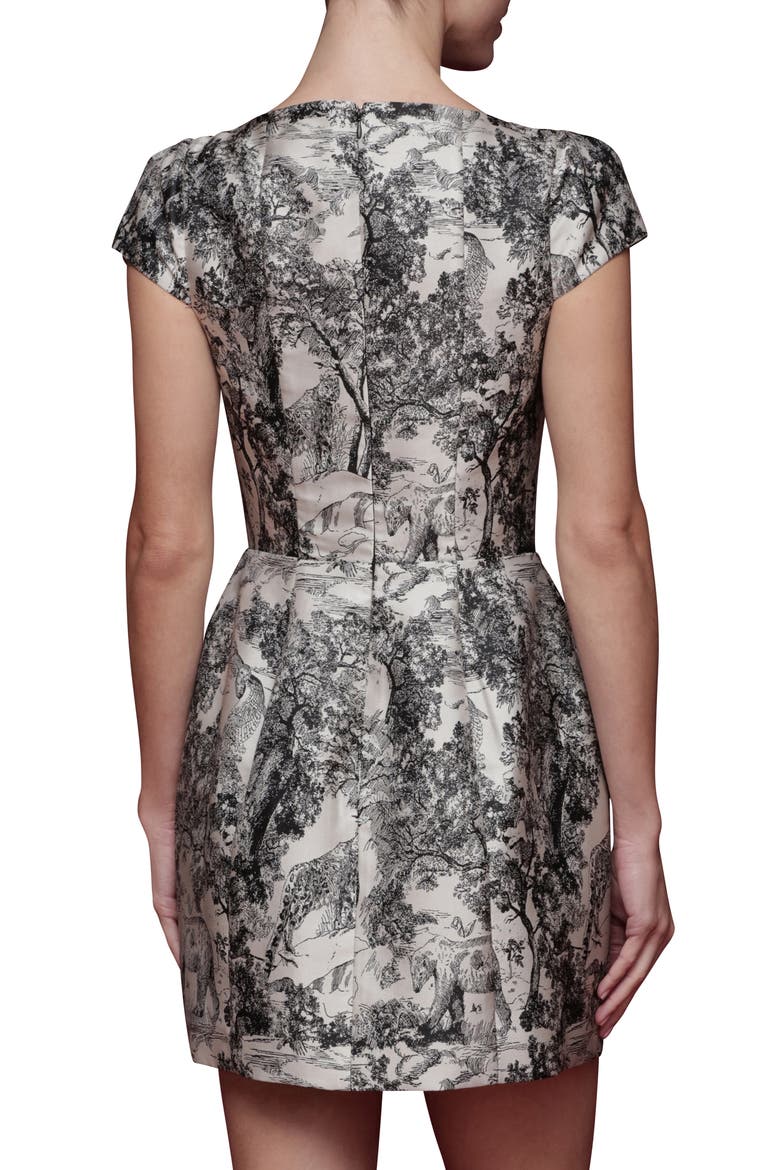Toile Fit & Flare Minidress, Alternate, color, BLACK AND GREY TOILE