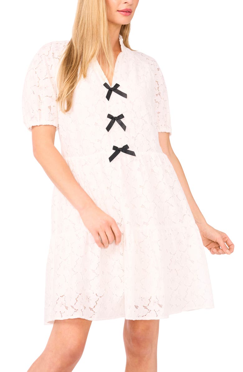 CeCe Bow & Lace Babydoll Dress, Alternate, color, 
