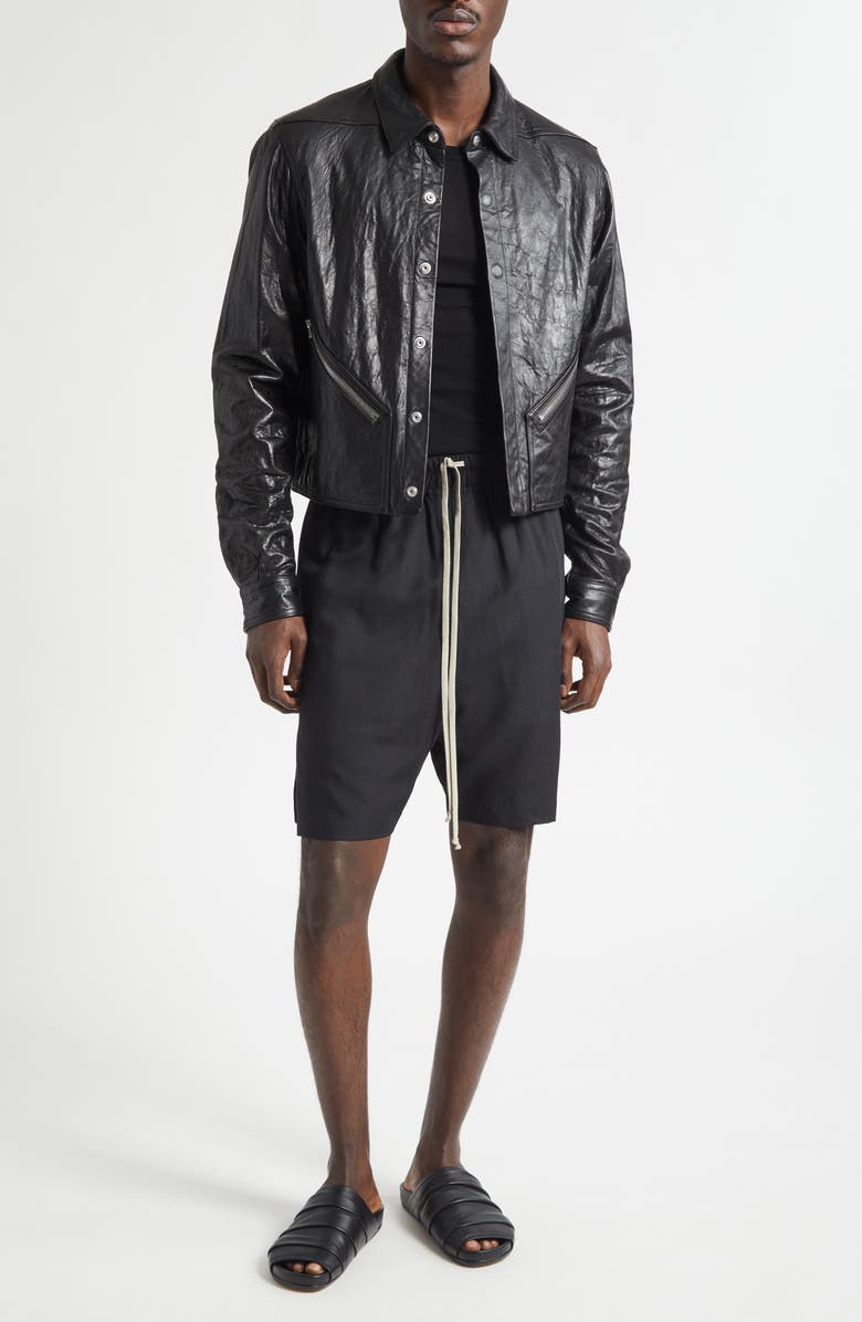 Rick Owens Tour Alice Leather Jacket, Alternate, color, Black