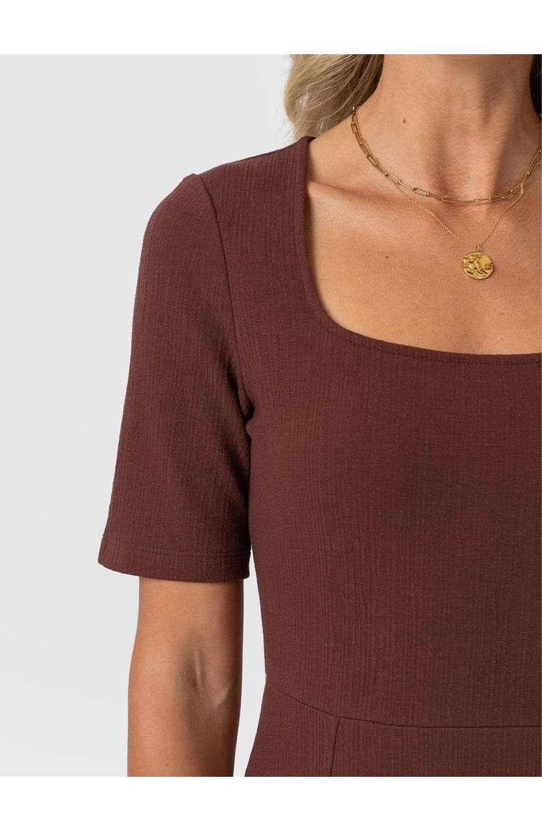 Saint + Sofia Akia Short Sleeve Dress, Alternate, color, Maroon Textured