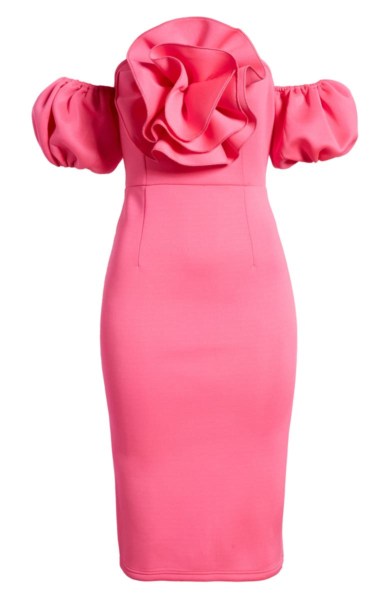 NIKKI LUND Norma Rosette Off the Shoulder Dress, Alternate, color, Pink