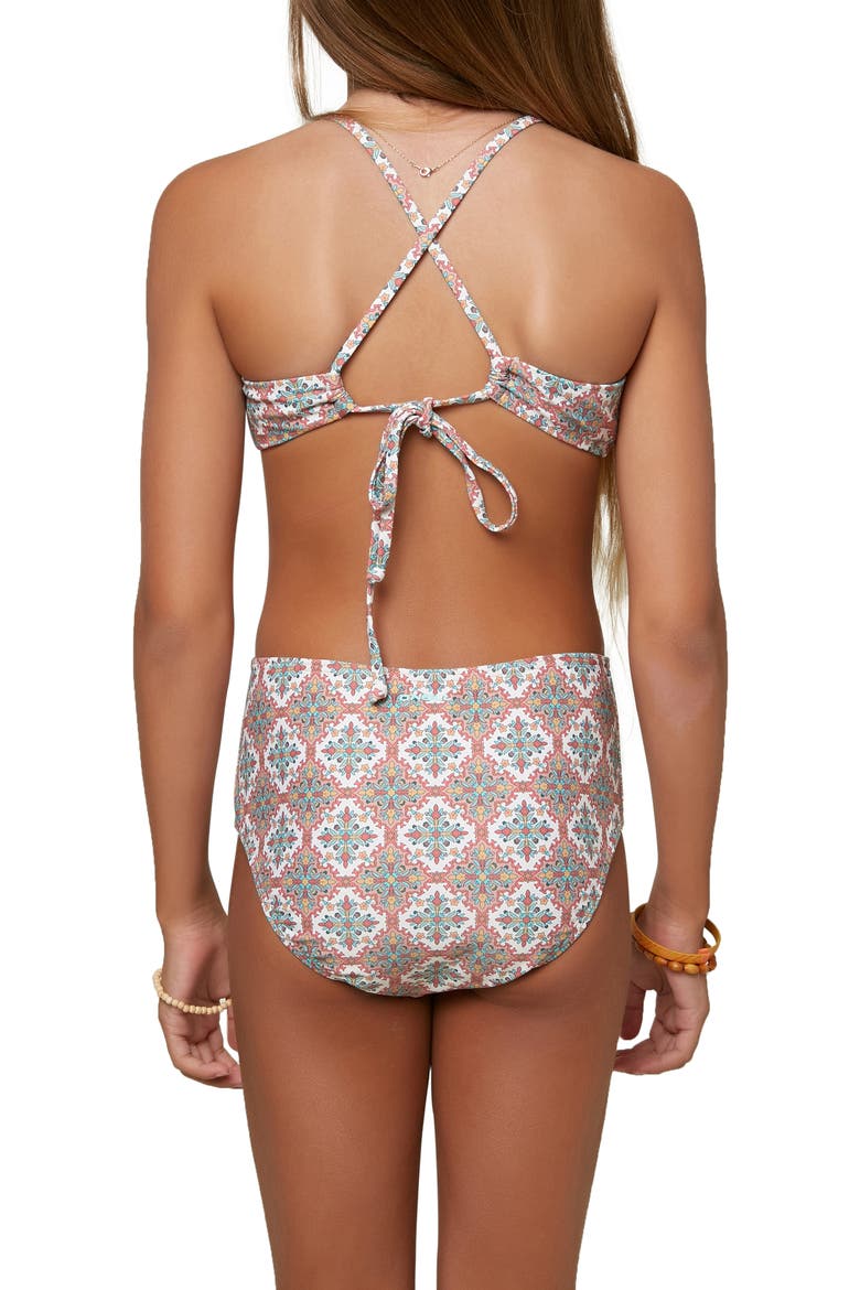 Kids' Alexa Tile Print Two-Piece Swimsuit, Alternate, color, CANYON CLAY