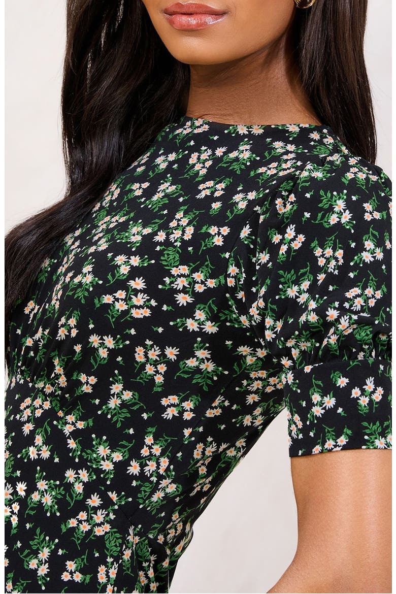 Floral Print Minidress, Alternate, color, BLACK