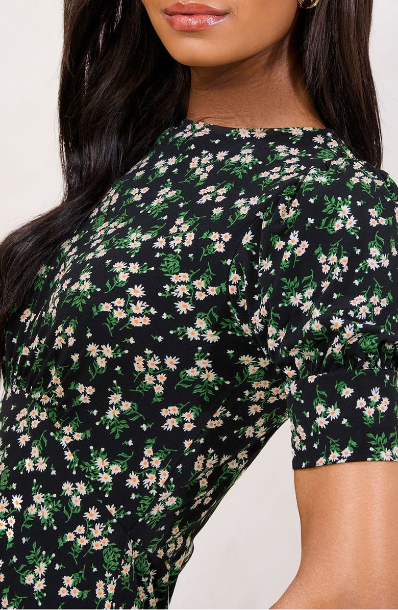 Lipsy Floral Print Minidress, Alternate, color, Black