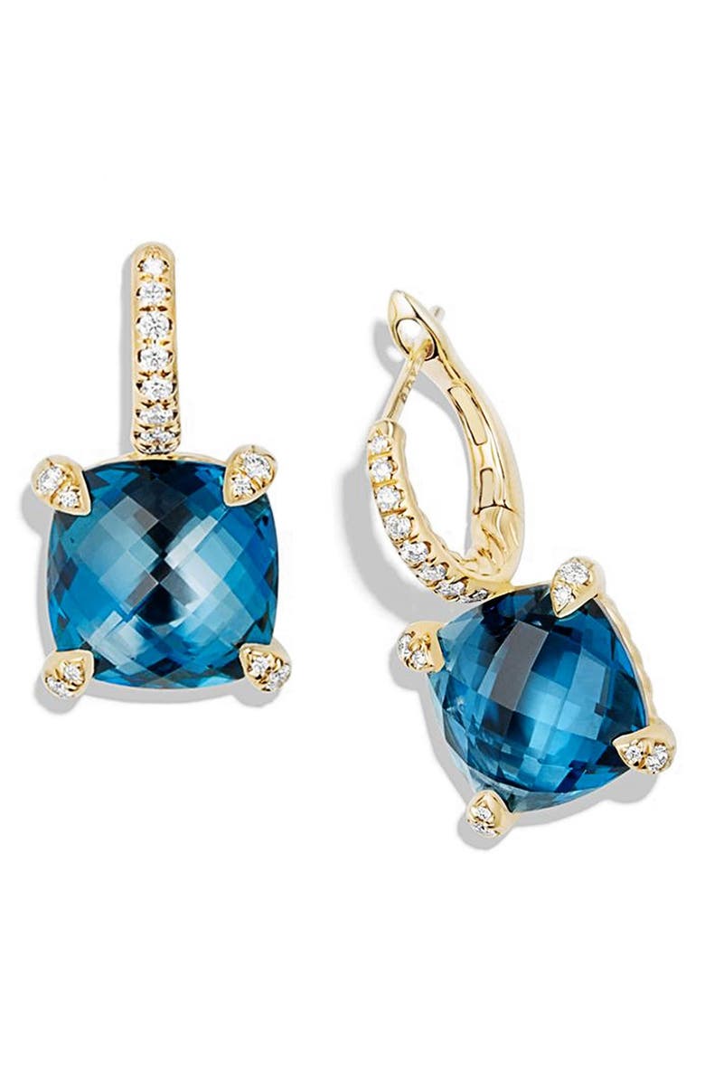 David Yurman 'Chatelaine' Hampton Blue Topaz and Diamonds in 18K Gold, Alternate, color, Hampton Blue Topaz