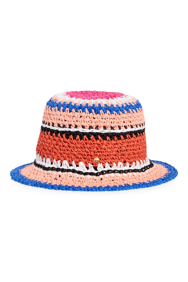 sunny stripe straw cloche, Alternate, color, CAROUSEL PINK