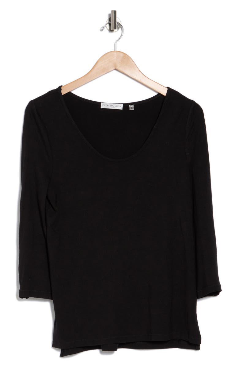 PATRIZIA LUCA Three Quarter Sleeve Top, Alternate, color, Black
