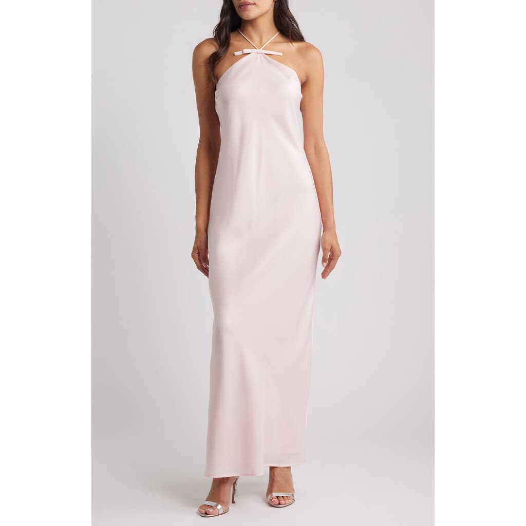 WAYF Araceli Halter Strap Satin Slipdress in Pale Pink  product