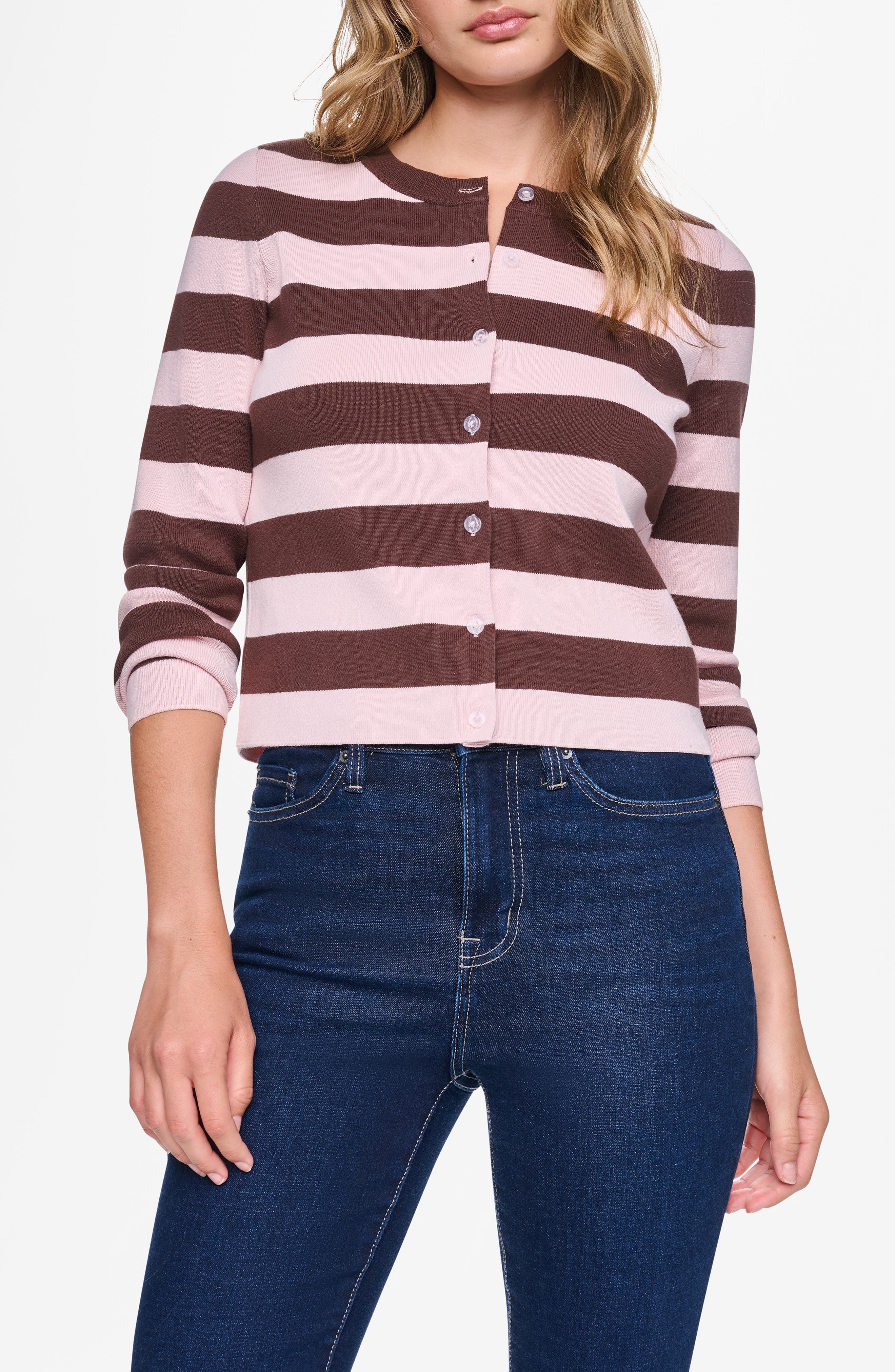 Striped Crewneck Cardigan