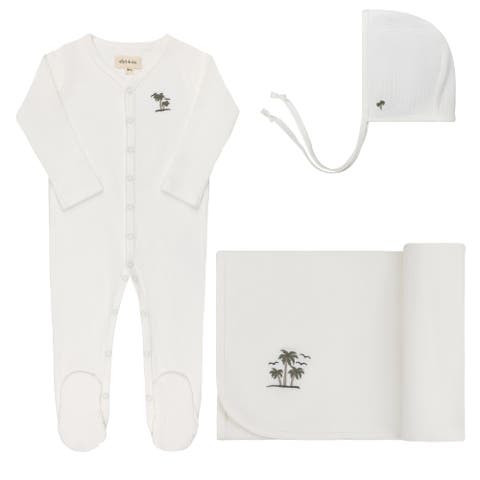 Embroidered Palm Trees Collection  - Baby Boy Layette Set
